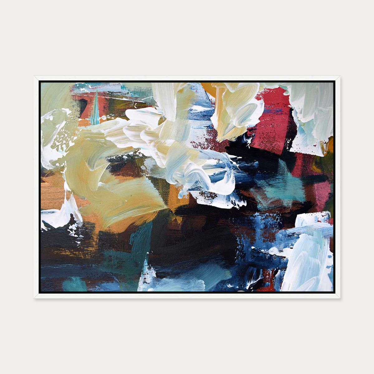 Abstract 298 Canvas Art — 50 x 70 cm — White Frame