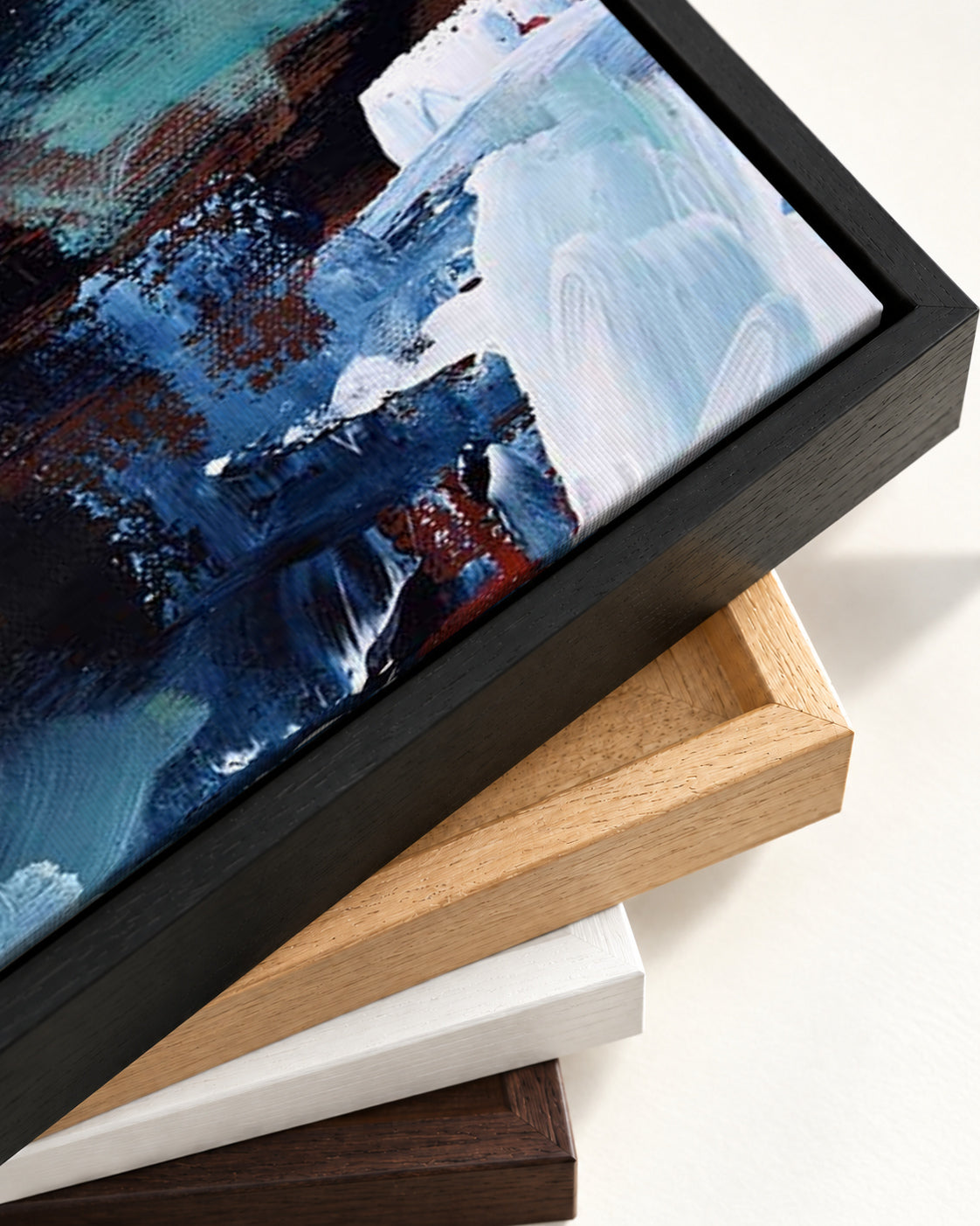 Abstract 298 Canvas Art — framed canvas corner and wrapped canvas detail
