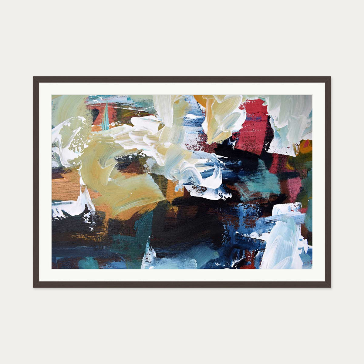 Abstract 298 Art Print — 70 x 100 cm — Brown Frame