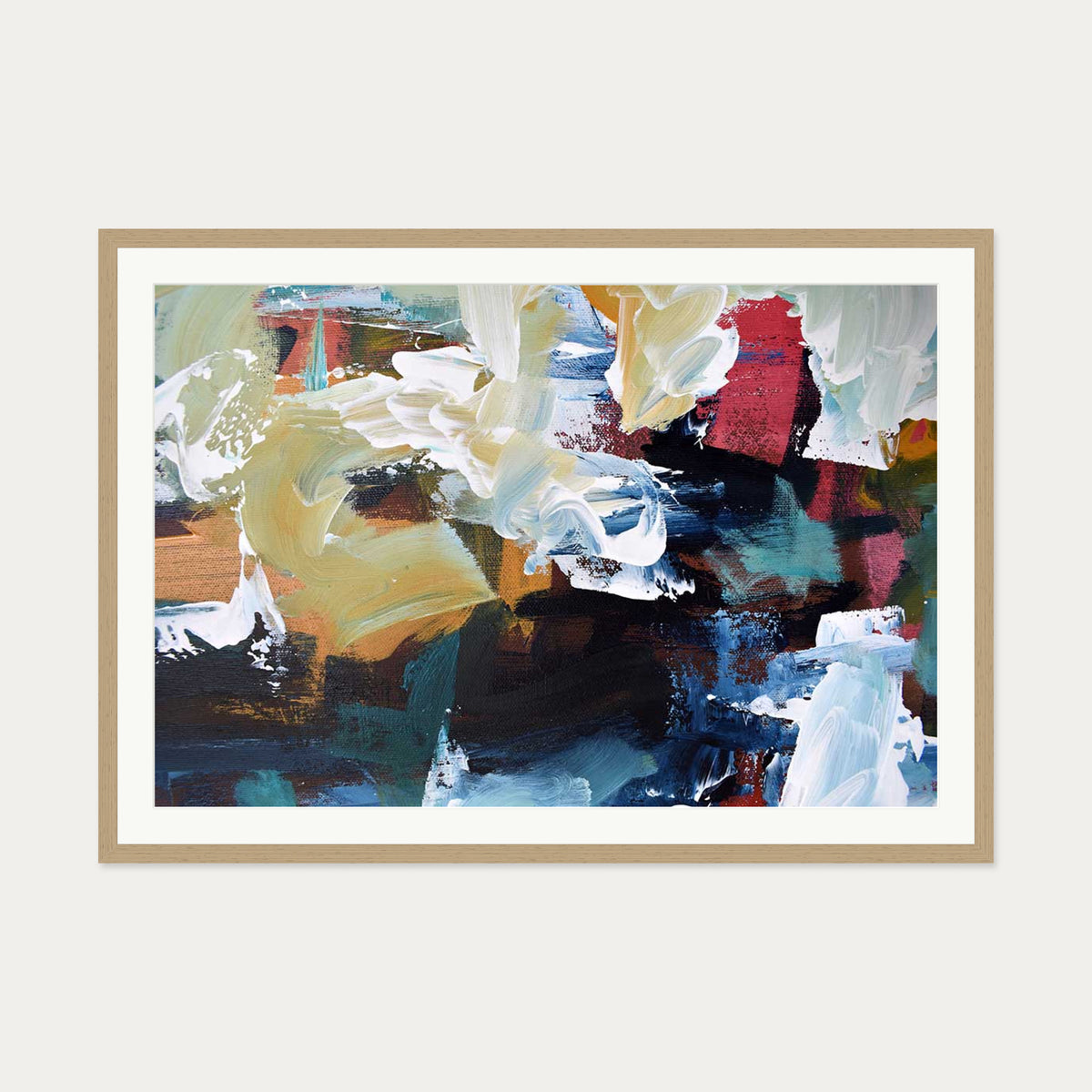 Abstract 298 Art Print — 70 x 100 cm — Oak Frame