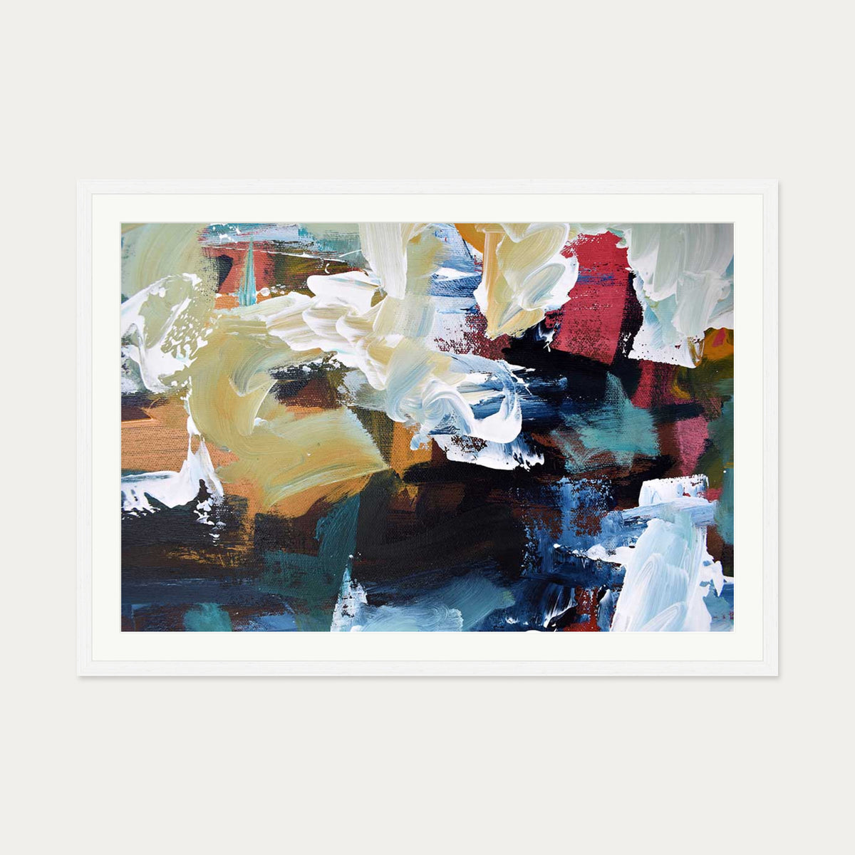 Abstract 298 Art Print — 70 x 100 cm — White Frame