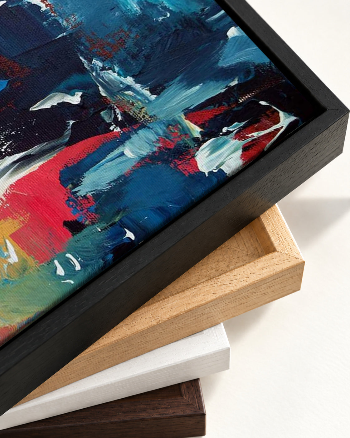 Abstract 30 Canvas Art — framed canvas corner and wrapped canvas detail