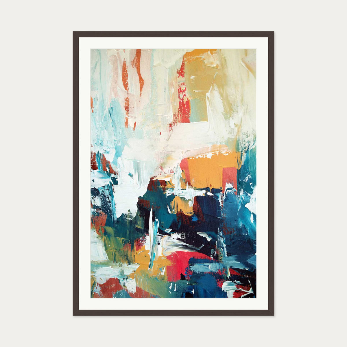 Abstract 30 Art Print — 70 x 100 cm — Brown Frame