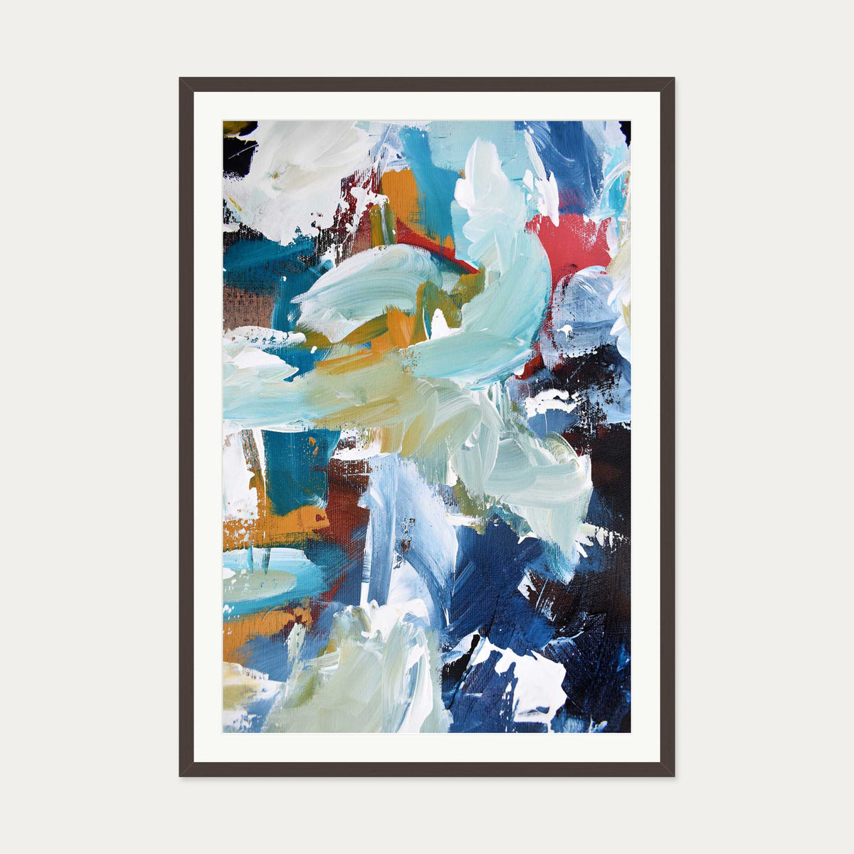 Abstract 302 Art Print — 70 x 100 cm — Brown Frame