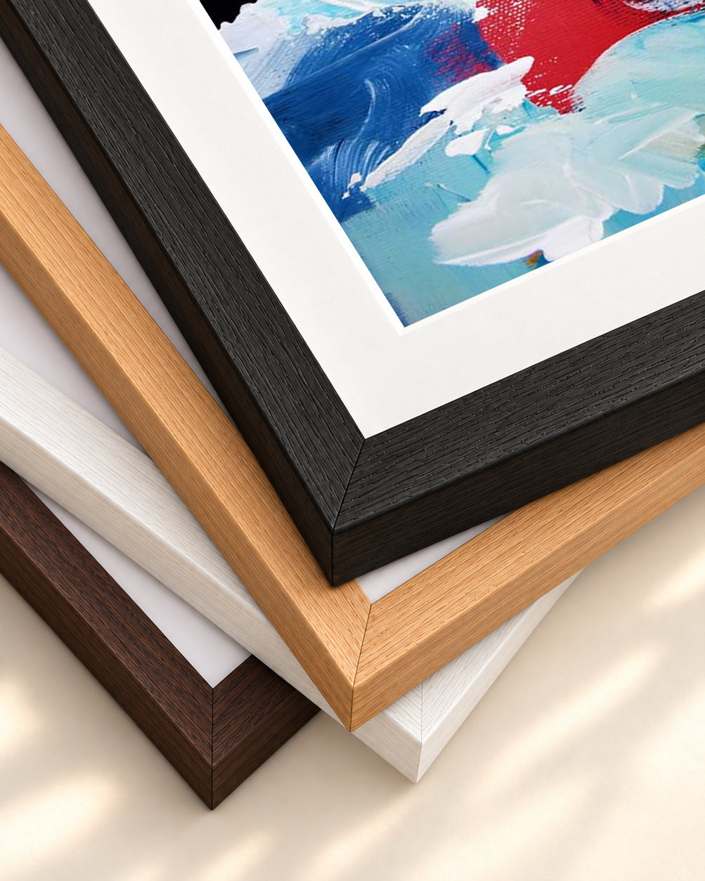 Abstract 303 Art Print — framed print corner with 5 cm mount and bevel