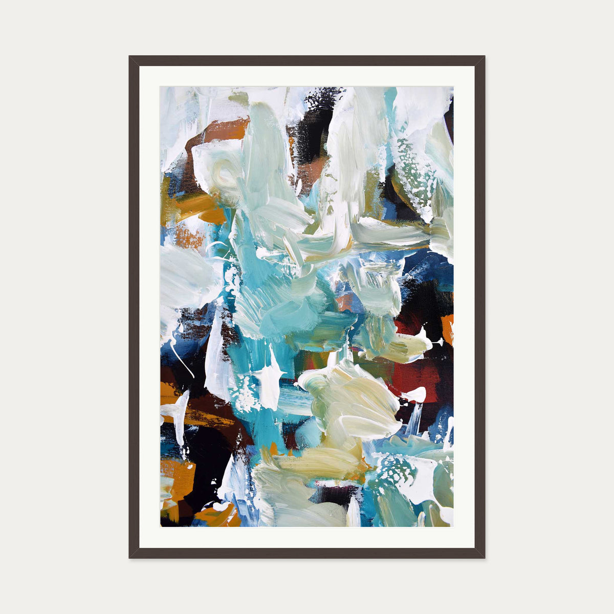 Abstract 304 Art Print — 70 x 100 cm — Brown Frame