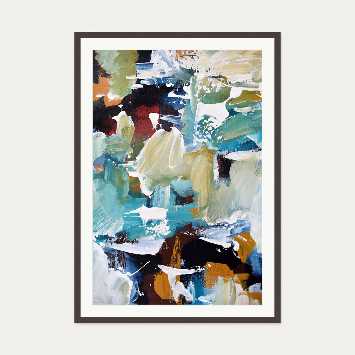 Abstract 305 Art Print — 70 x 100 cm — Brown Frame