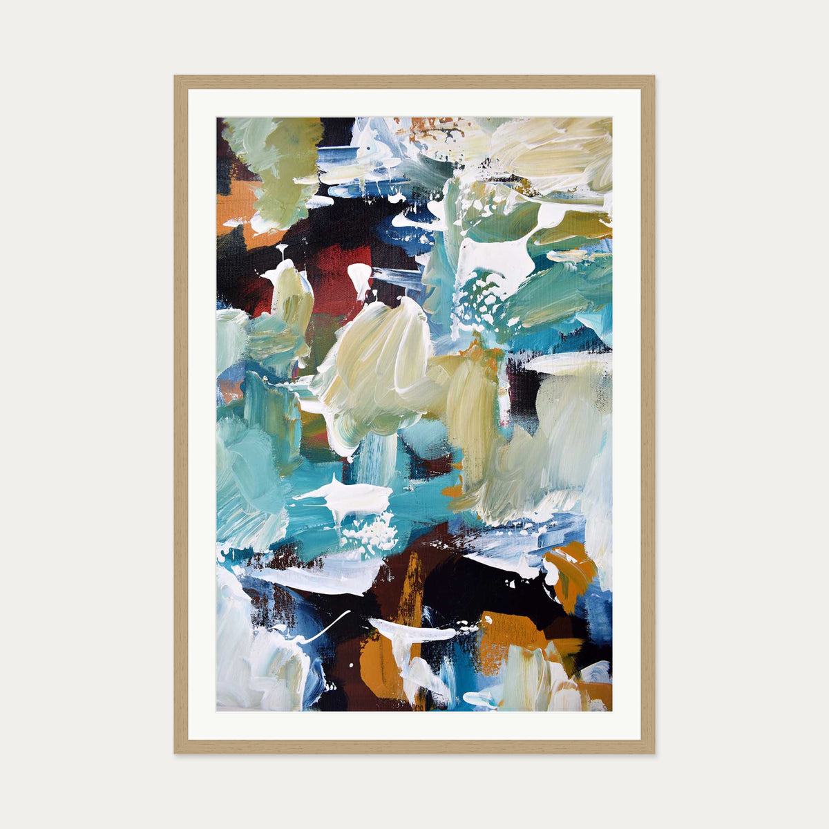 Abstract 305 Art Print — 70 x 100 cm — Oak Frame