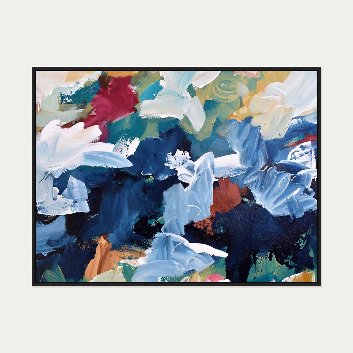 Abstract 309 Canvas Art — 90 x 120 cm — Black Frame