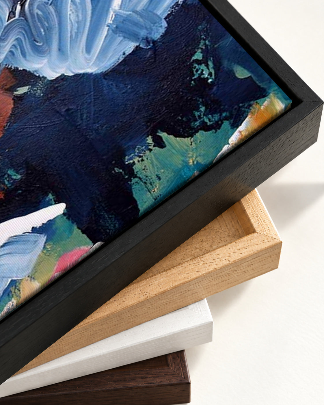 Abstract 309 Canvas Art — framed canvas corner and wrapped canvas detail