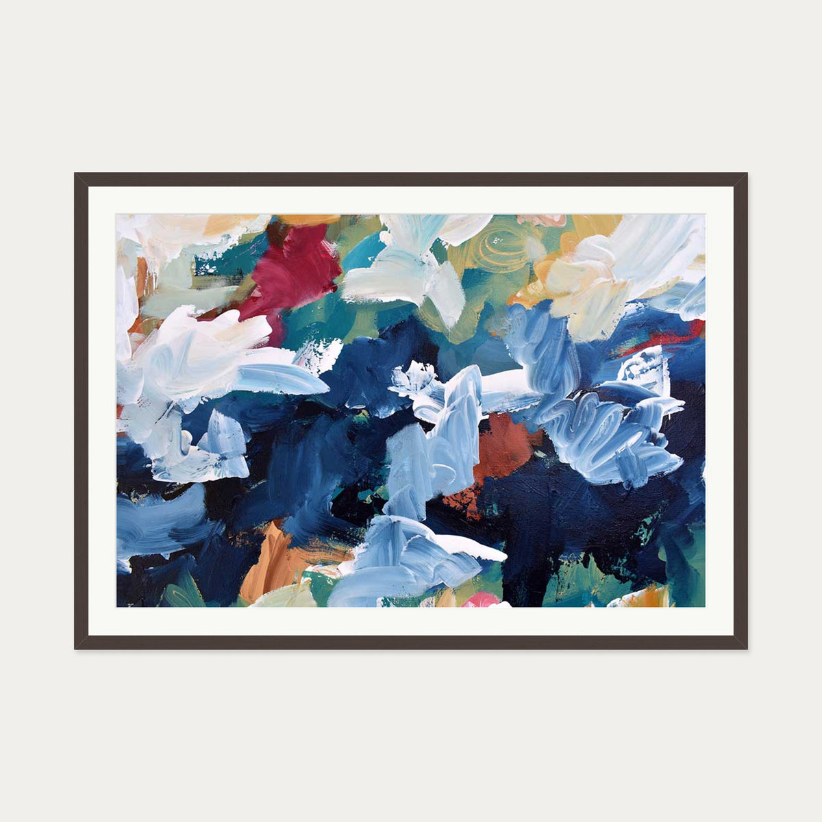 Abstract 309 Art Print — 70 x 100 cm — Brown Frame