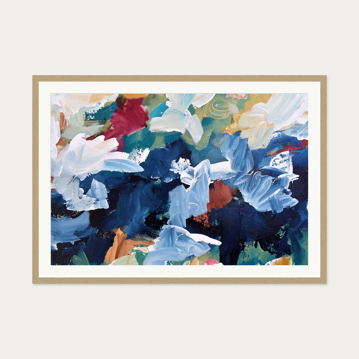 Abstract 309 Art Print — 70 x 100 cm — Oak Frame