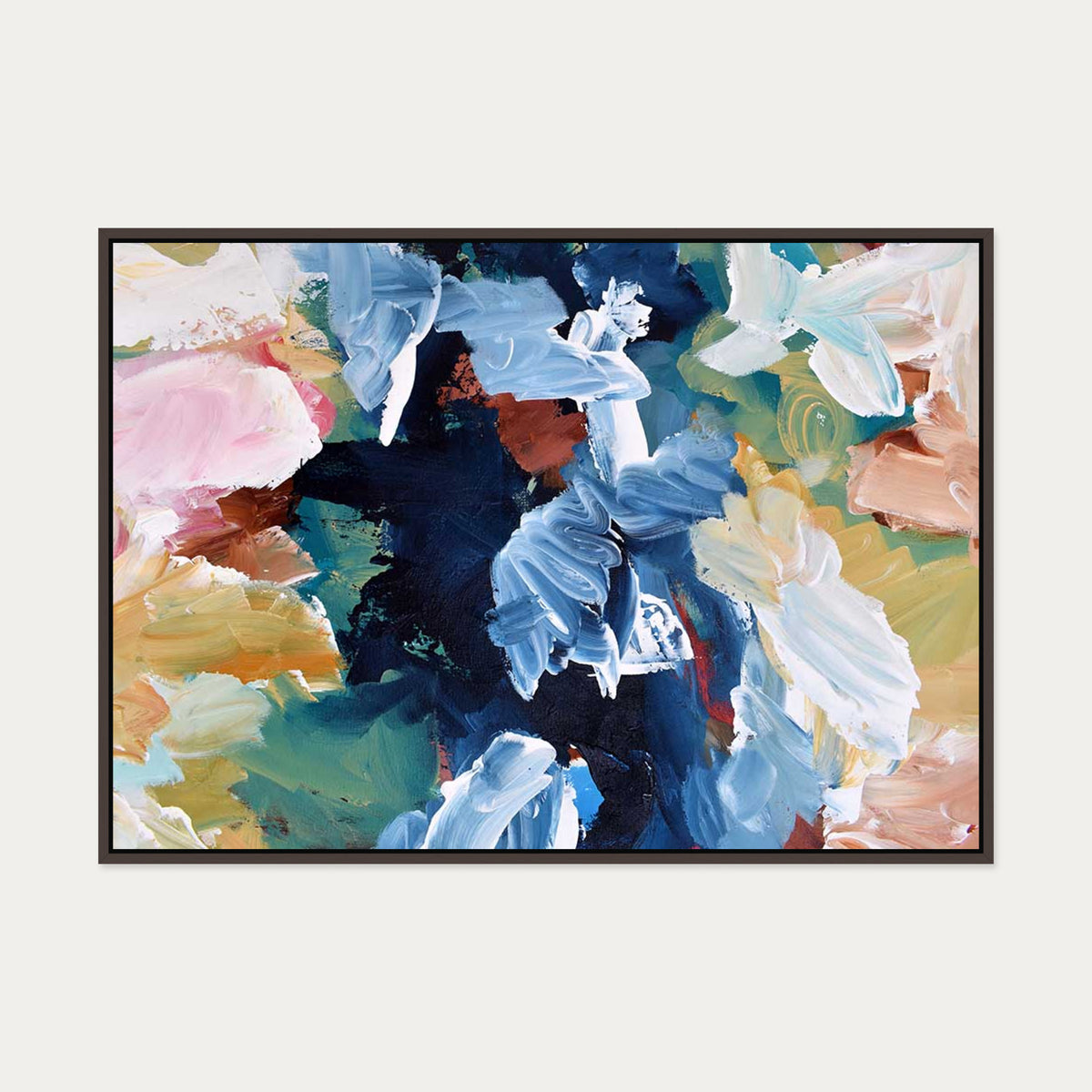 Abstract 310 Canvas Art — 70 x 100 cm — Brown Frame