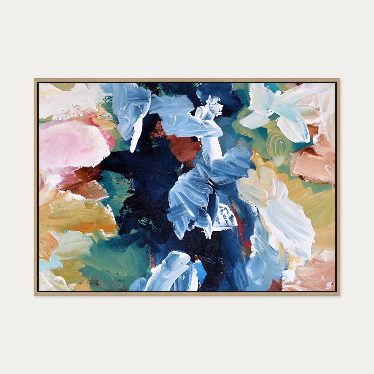 Abstract 310 Canvas Art — 70 x 100 cm — Oak Frame