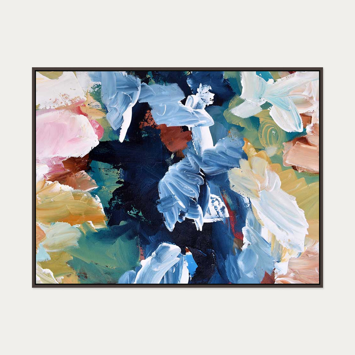 Abstract 310 Canvas Art — 90 x 120 cm — Brown Frame