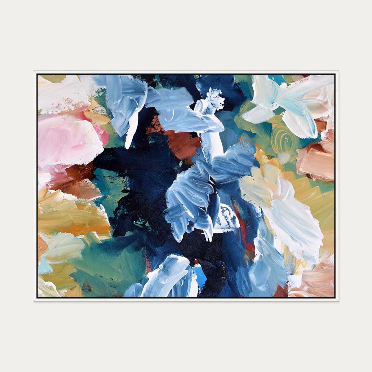 Abstract 310 Canvas Art — 90 x 120 cm — White Frame