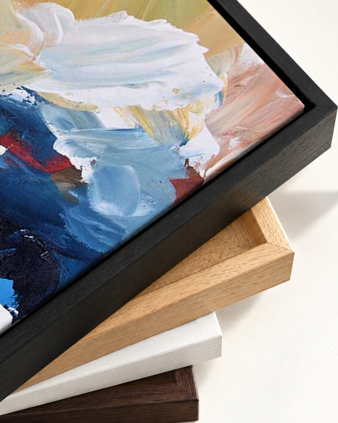 Abstract 310 Canvas Art — framed canvas corner and wrapped canvas detail