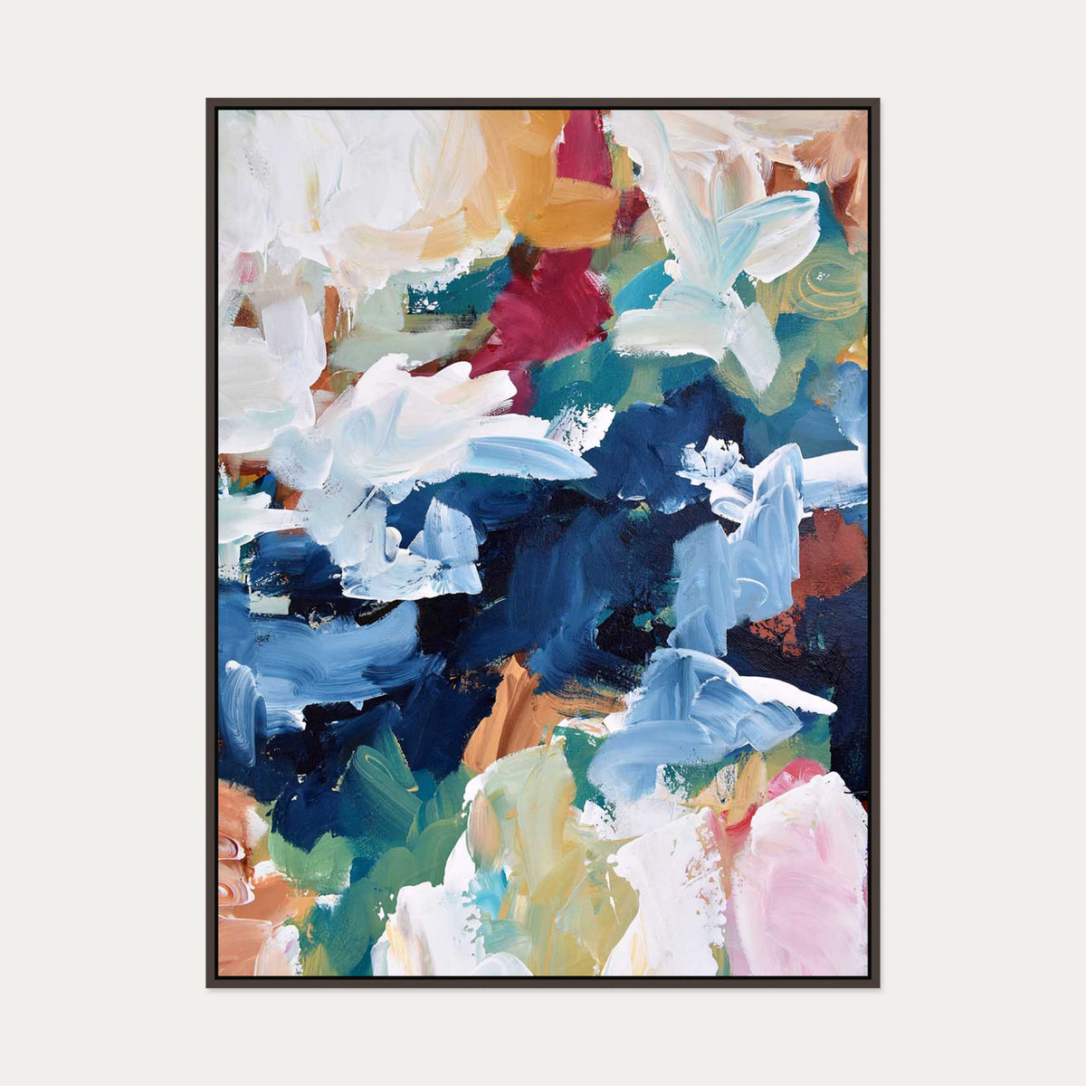 Abstract 311 Canvas Art — 90 x 120 cm — Brown Frame