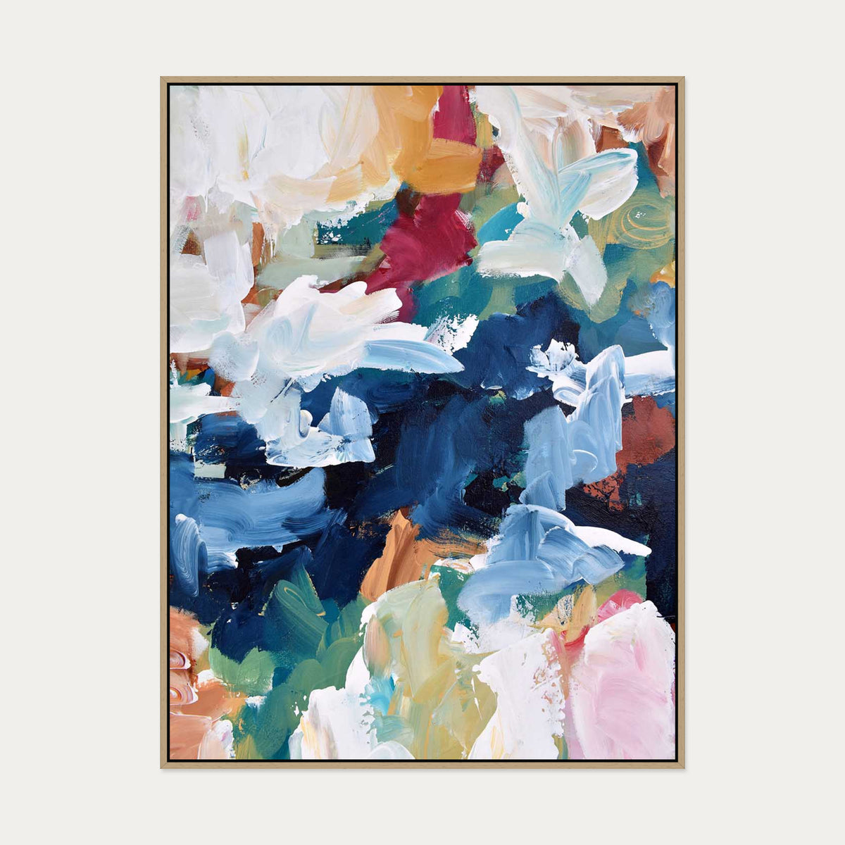 Abstract 311 Canvas Art — 90 x 120 cm — Oak Frame