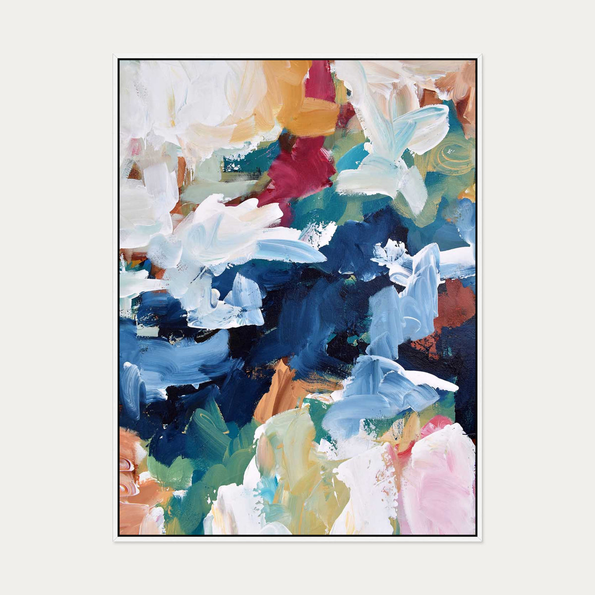 Abstract 311 Canvas Art — 90 x 120 cm — White Frame