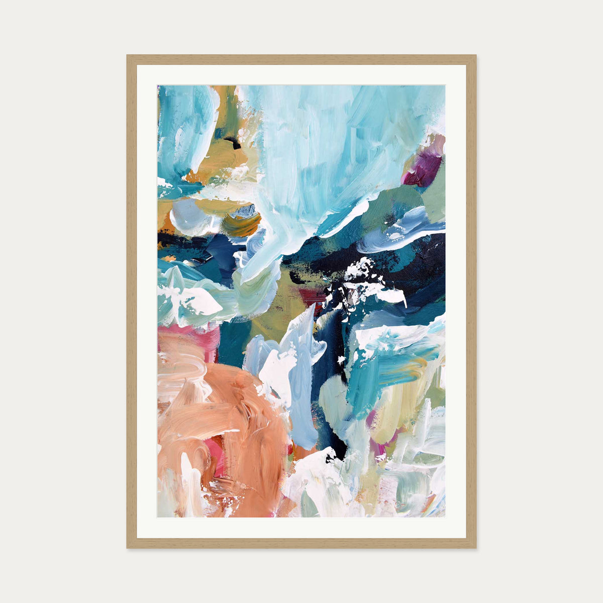 Abstract 312 Art Print — 70 x 100 cm — Oak Frame