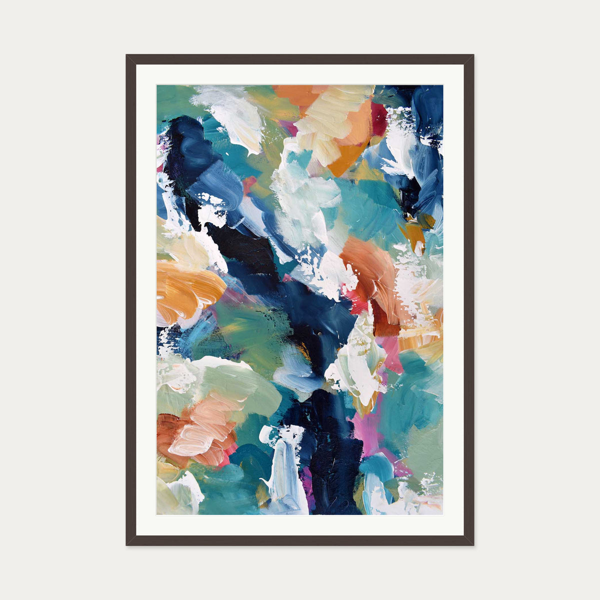Abstract 313 Art Print — 70 x 100 cm — Brown Frame