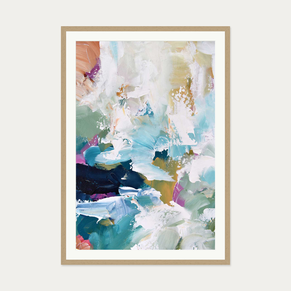 Abstract 314 Art Print — 70 x 100 cm — Oak Frame