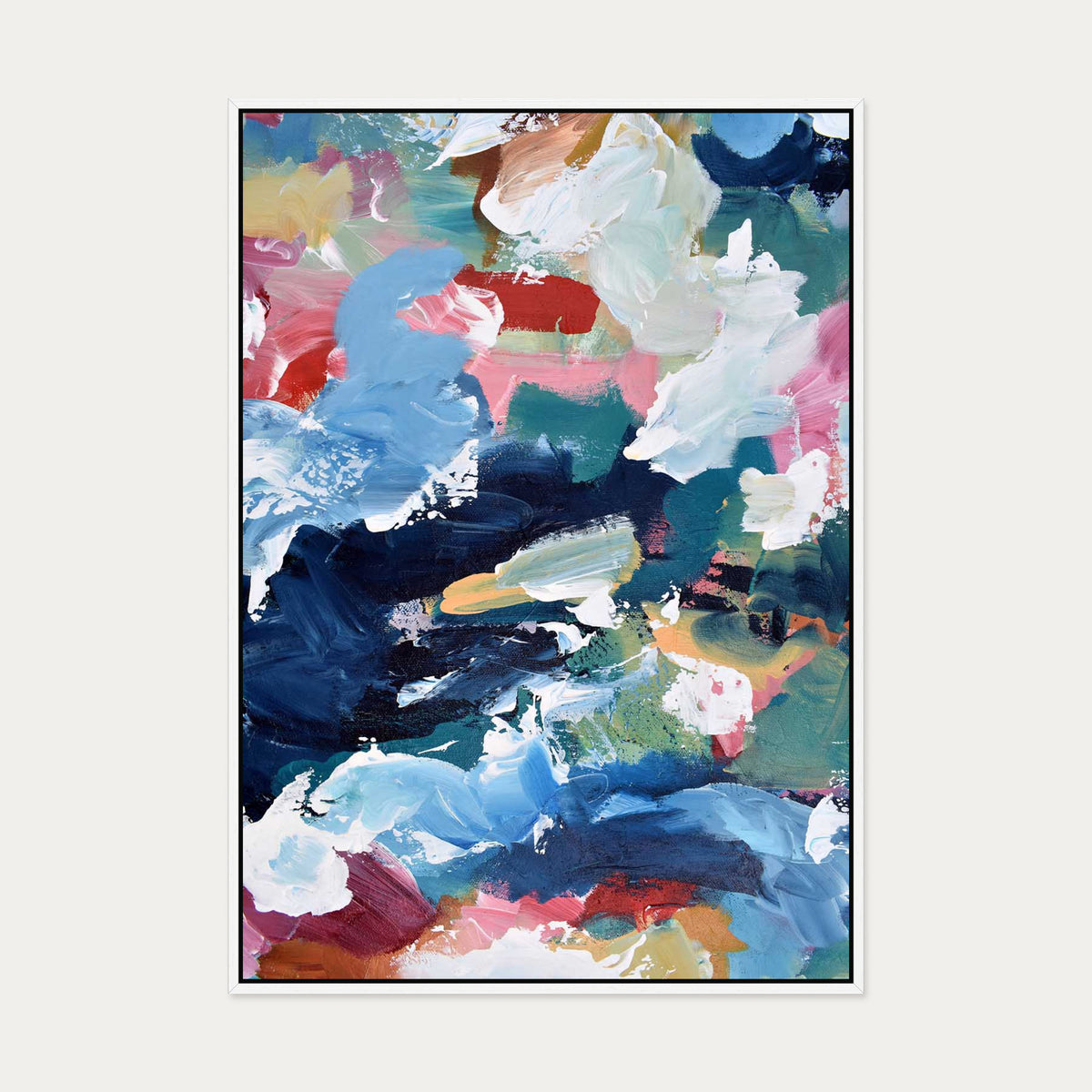 Abstract 319 Canvas Art — 70 x 100 cm — White Frame