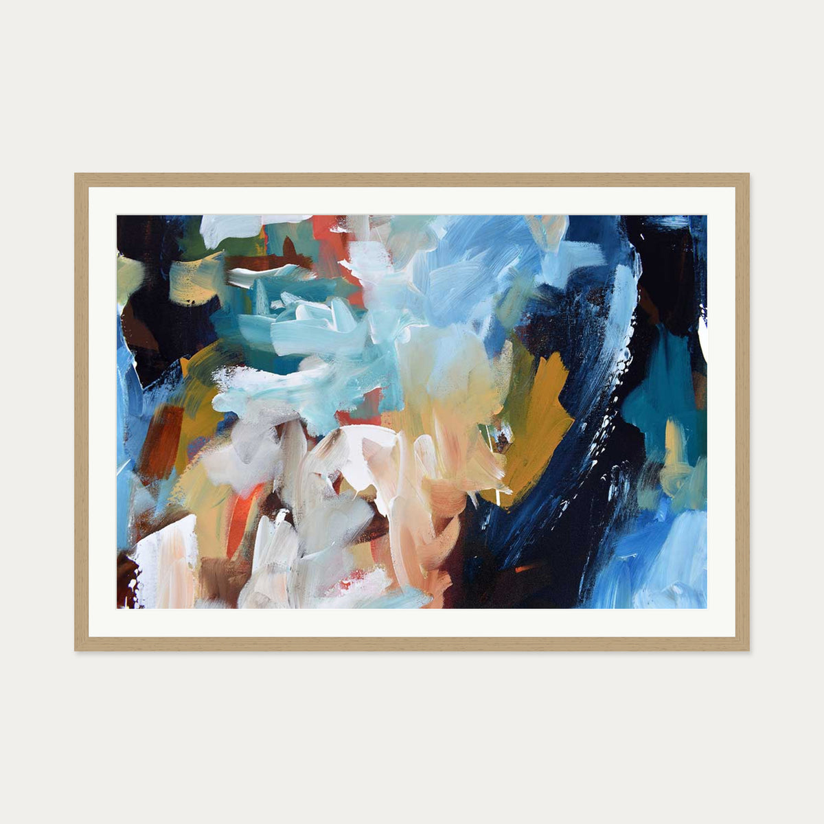 Abstract 325 Art Print — 70 x 100 cm — Oak Frame