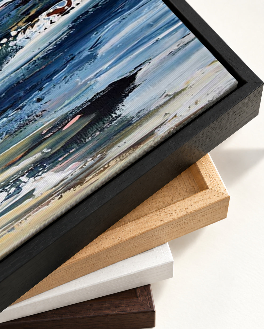 Abstract 334 Canvas Art — framed canvas corner and wrapped canvas detail
