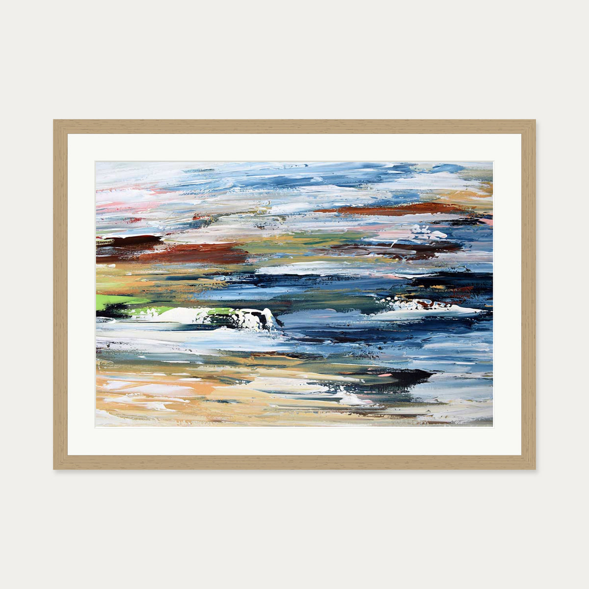 Abstract 334 Art Print — 50 x 70 cm — Oak Frame