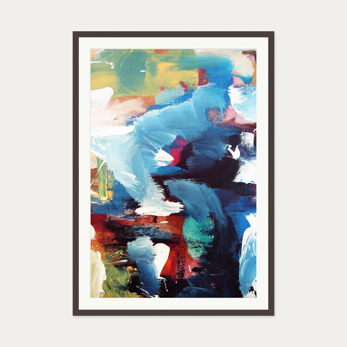 Abstract 34 Art Print — 70 x 100 cm — Brown Frame