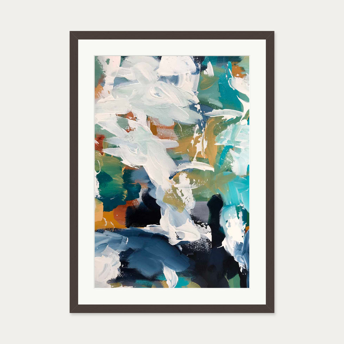 Abstract 341 Art Print — 50 x 70 cm — Brown Frame