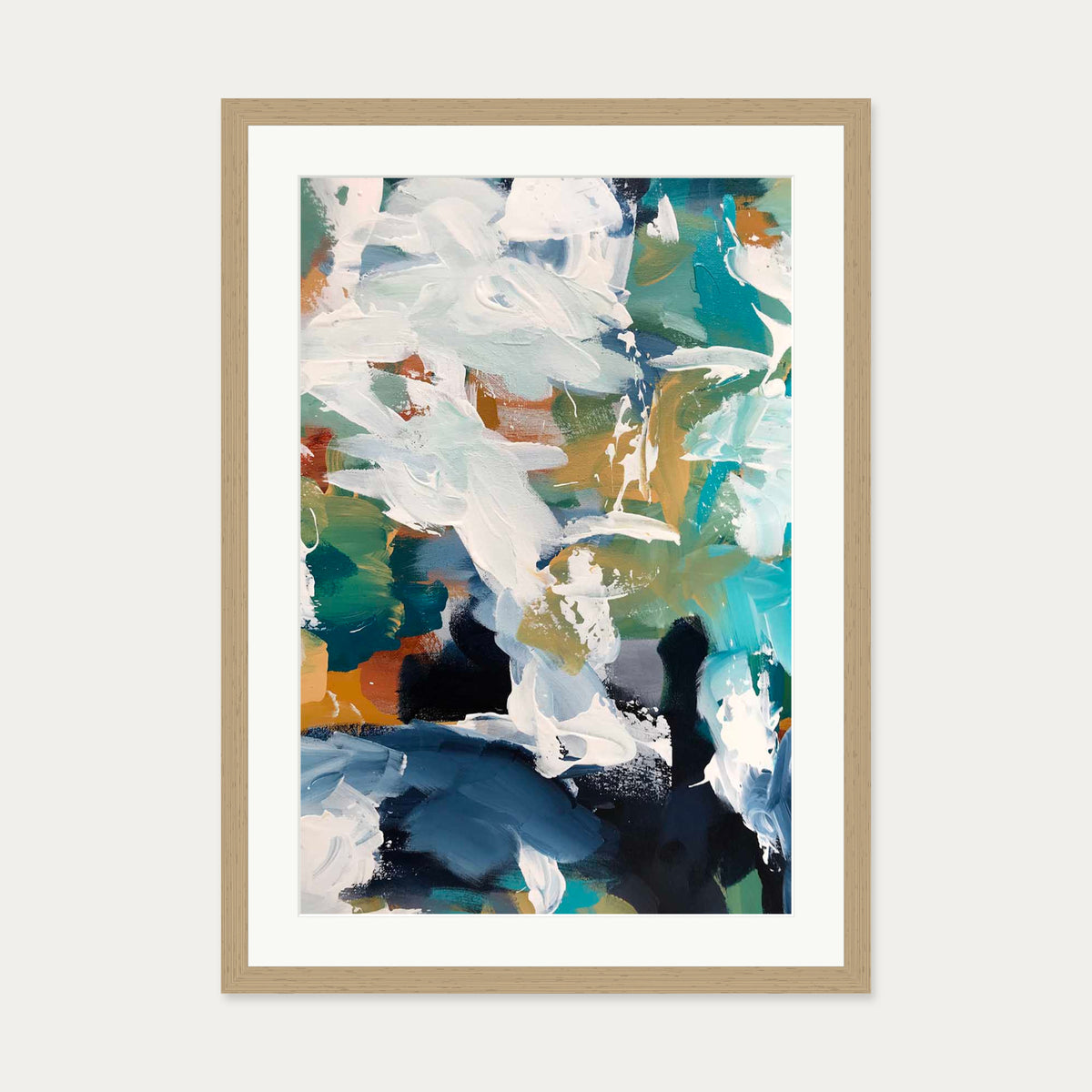 Abstract 341 Art Print — 50 x 70 cm — Oak Frame