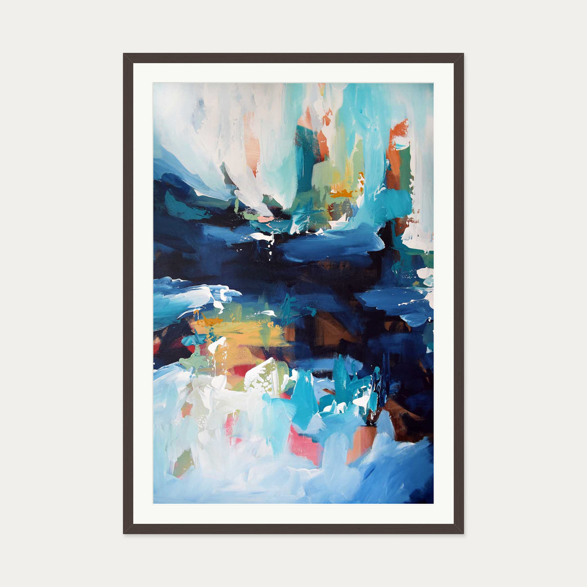 Abstract 346 Art Print — 70 x 100 cm — Brown Frame
