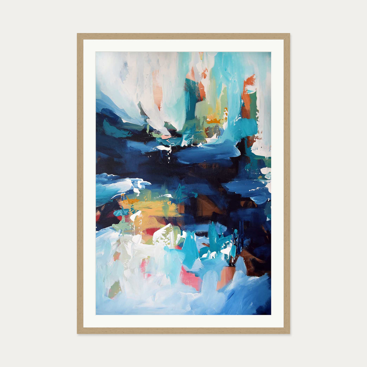 Abstract 346 Art Print — 70 x 100 cm — Oak Frame