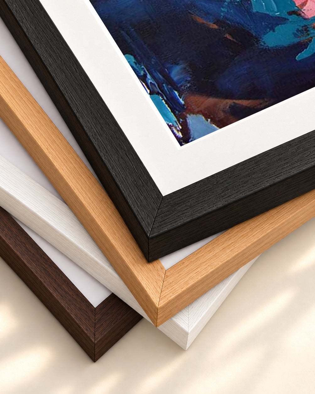 Abstract 348 Art Print — framed print corner with 5 cm mount and bevel