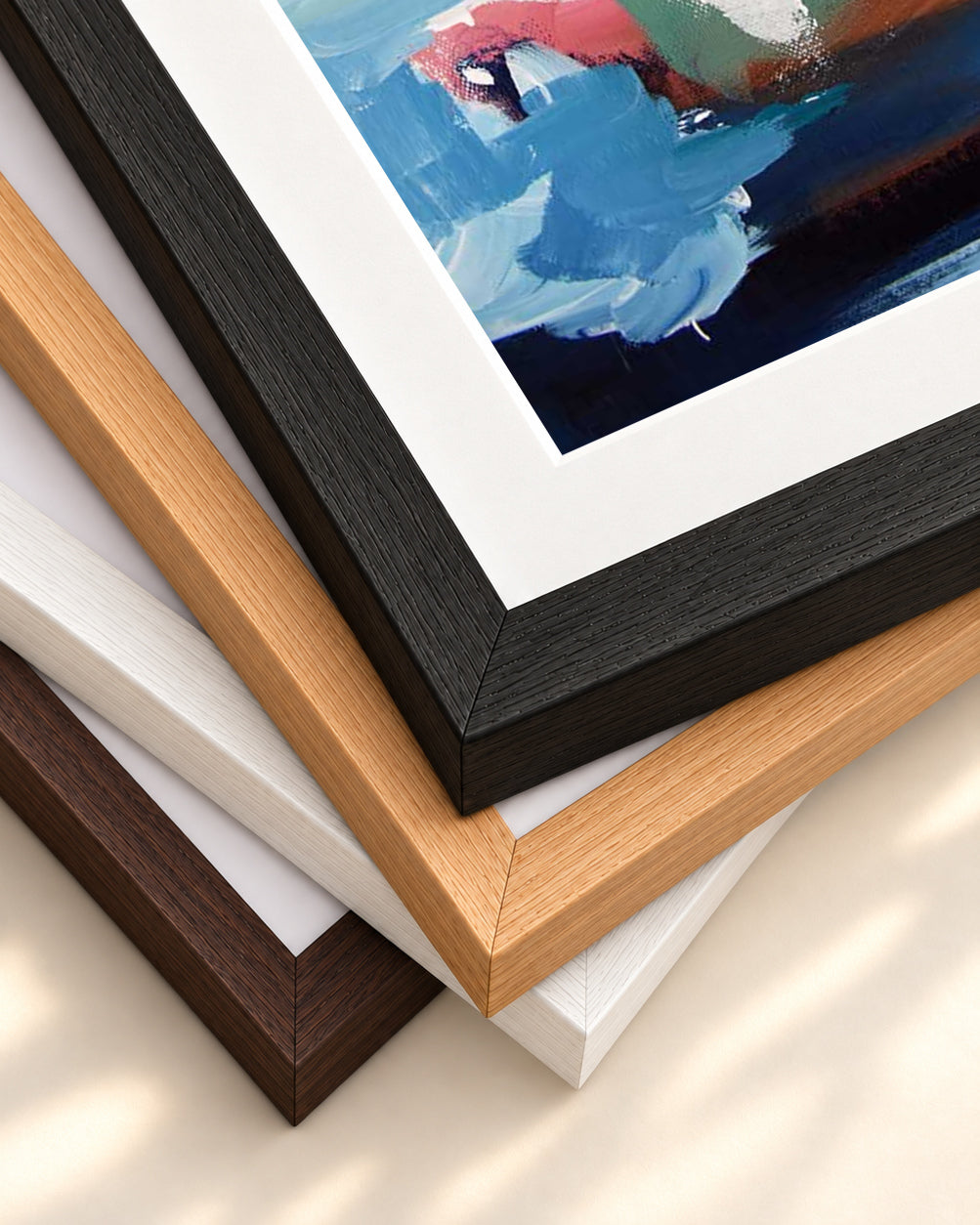 Abstract 351 Art Print — framed print corner with 5 cm mount and bevel