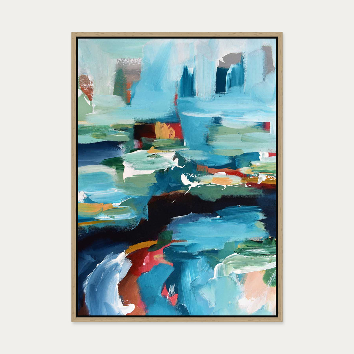 Abstract 353 Canvas Art — 50 x 70 cm — Oak Frame