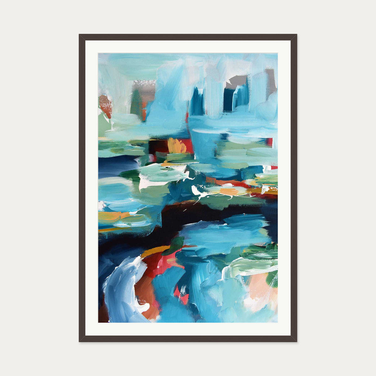 Abstract 353 Art Print — 70 x 100 cm — Brown Frame