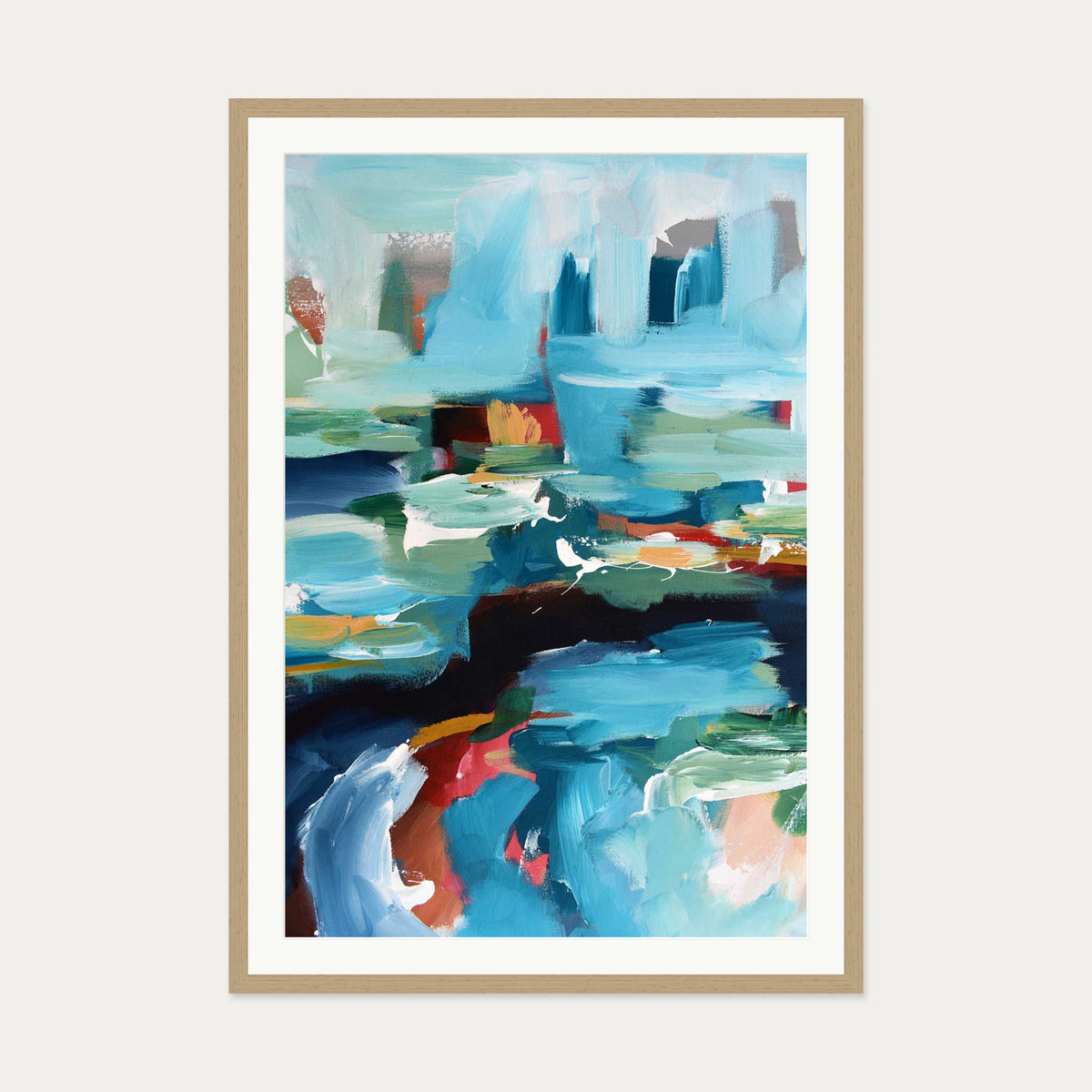 Abstract 353 Art Print — 70 x 100 cm — Oak Frame
