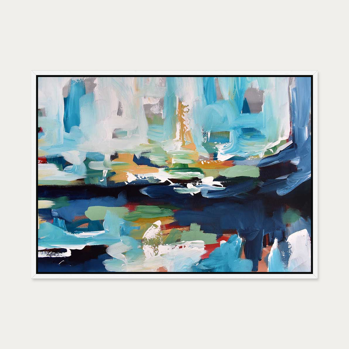 Abstract 357 Canvas Art — 50 x 70 cm — White Frame
