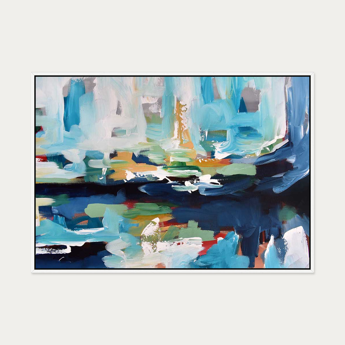 Abstract 357 Canvas Art — 70 x 100 cm — White Frame