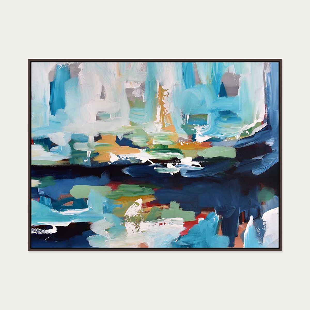 Abstract 357 Canvas Art — 90 x 120 cm — Brown Frame
