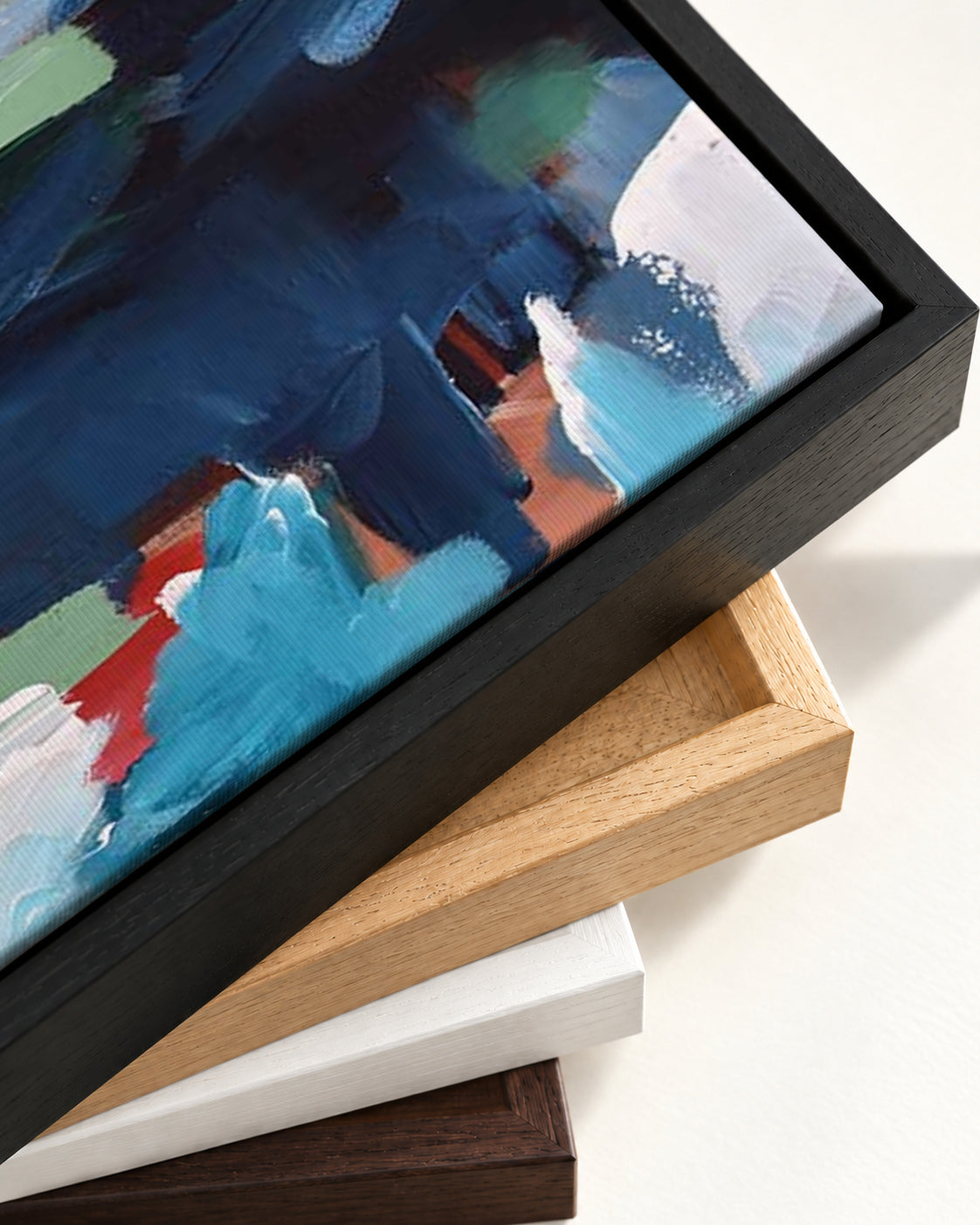 Abstract 357 Canvas Art — framed canvas corner and wrapped canvas detail