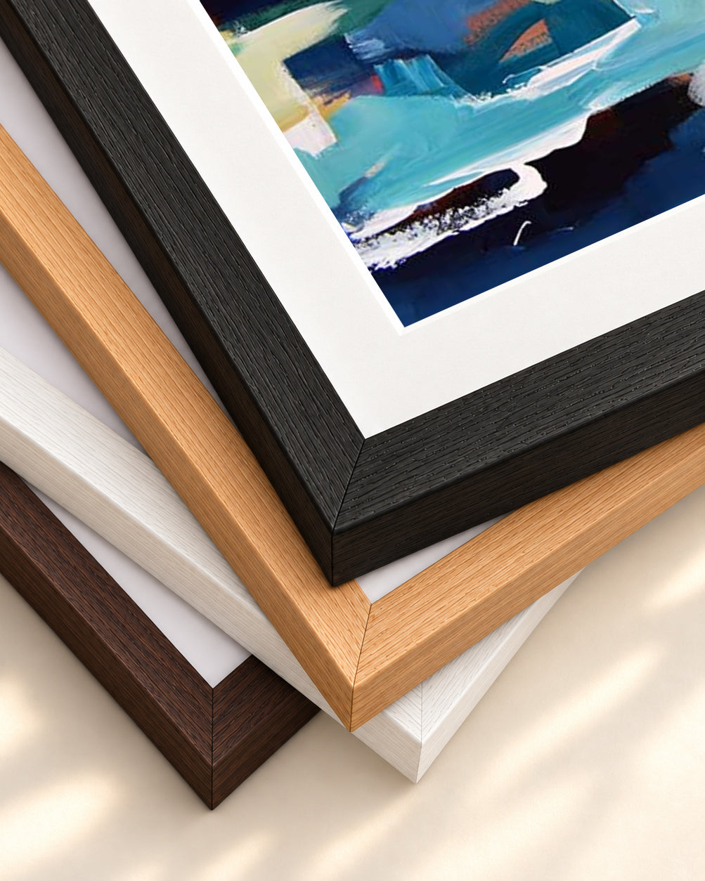Abstract 357 Art Print — framed print corner with 5 cm mount and bevel