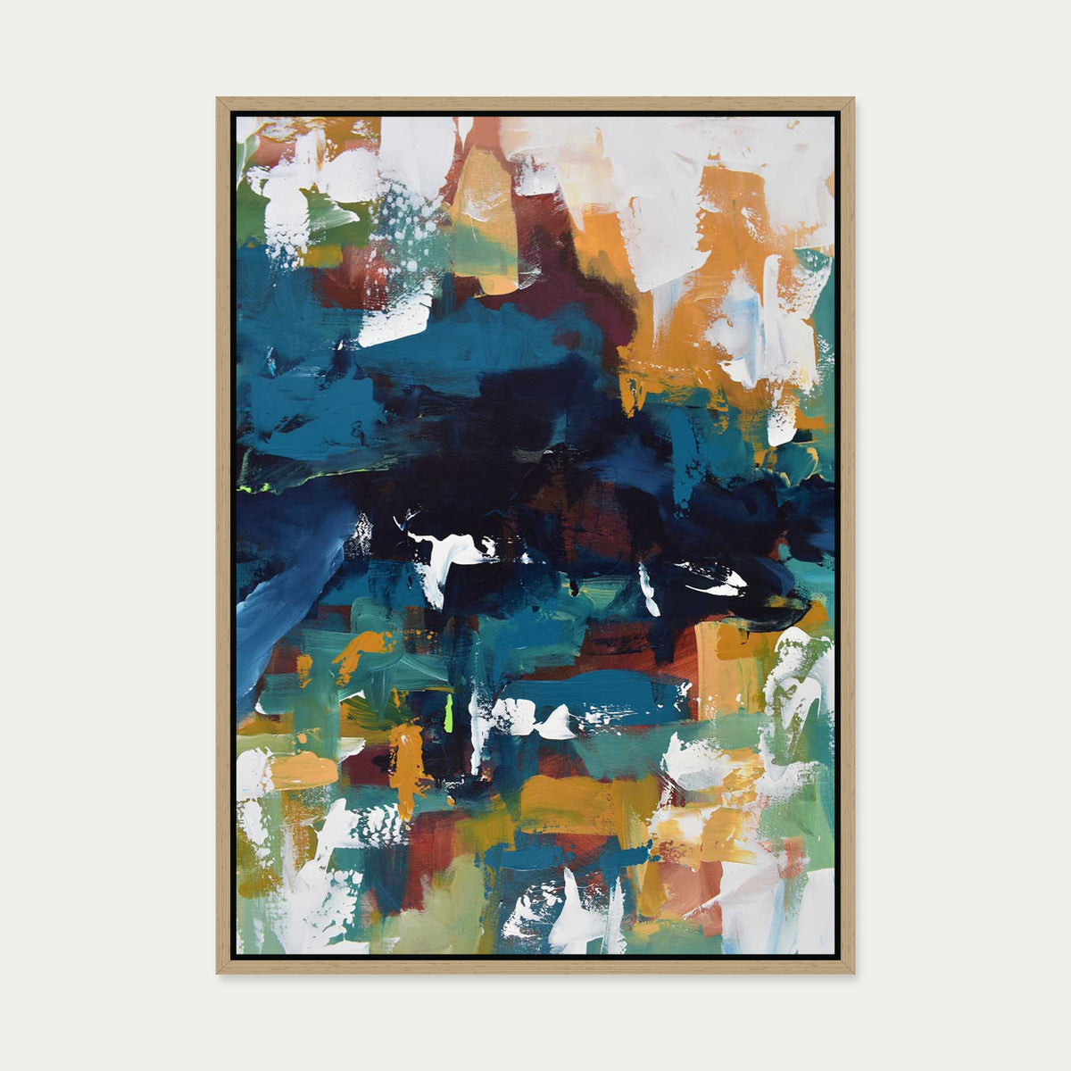 Abstract 373 Canvas Art — 50 x 70 cm — Oak Frame
