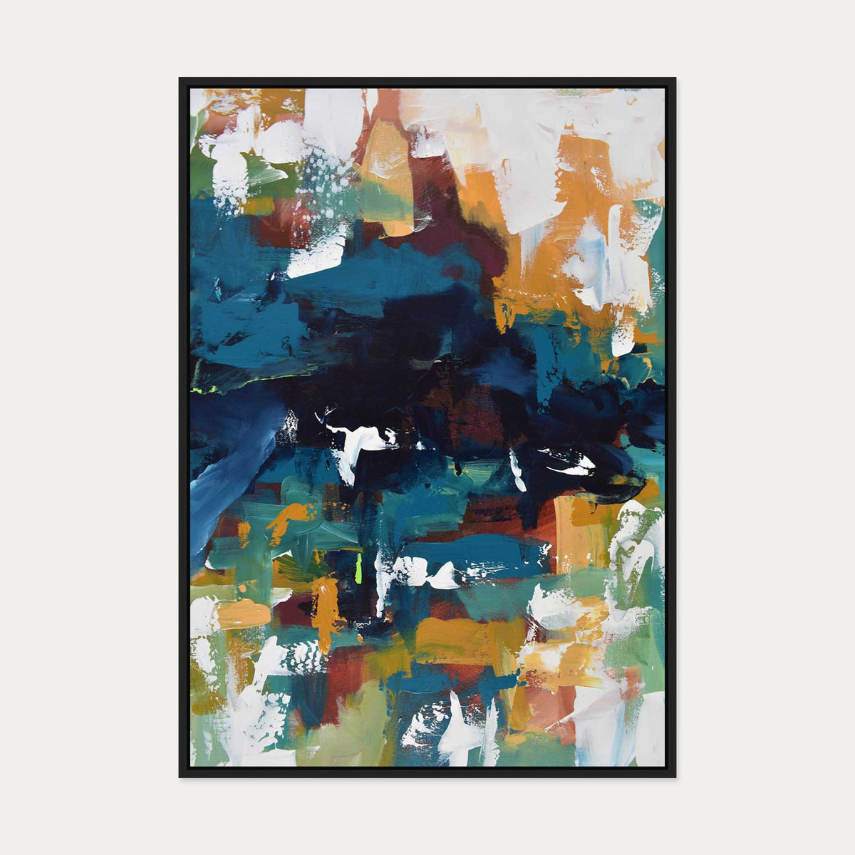 Abstract 373 Canvas Art — 70 x 100 cm — Black Frame
