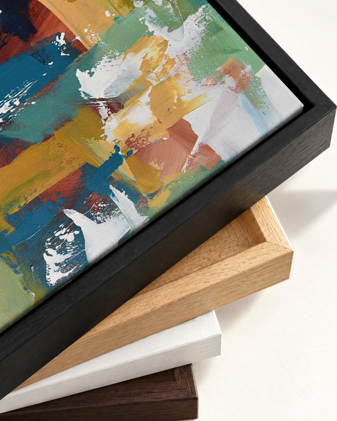 Abstract 373 Canvas Art — framed canvas corner and wrapped canvas detail