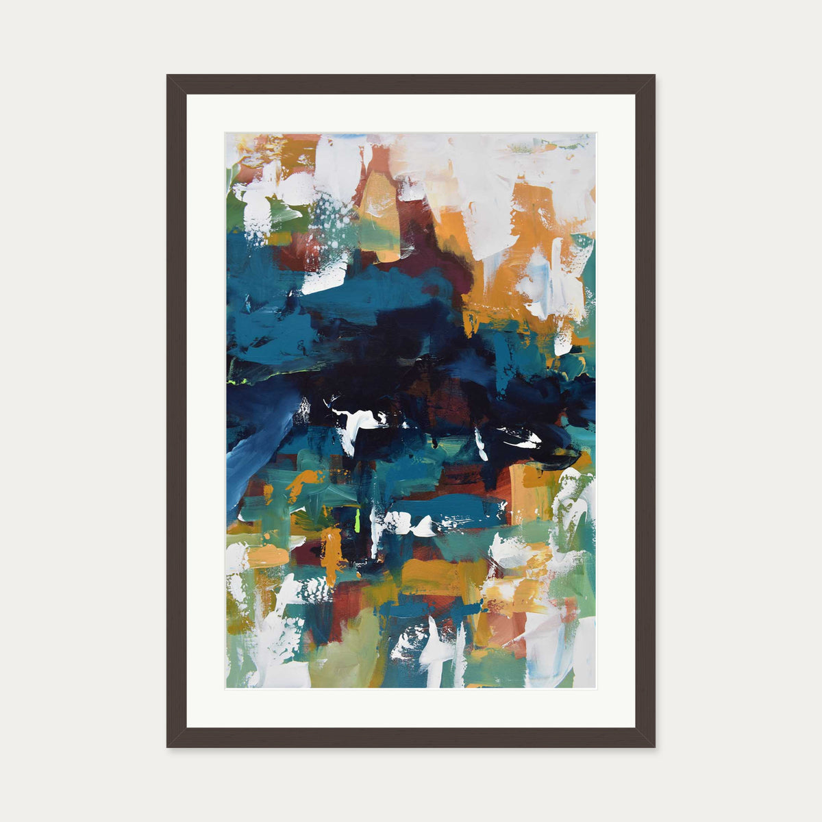 Abstract 373 Art Print — 50 x 70 cm — Brown Frame